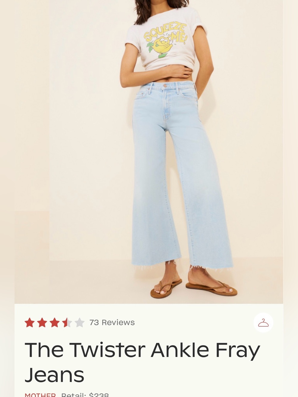 MOTHER Twister Ankle Fray Wide Leg Denim